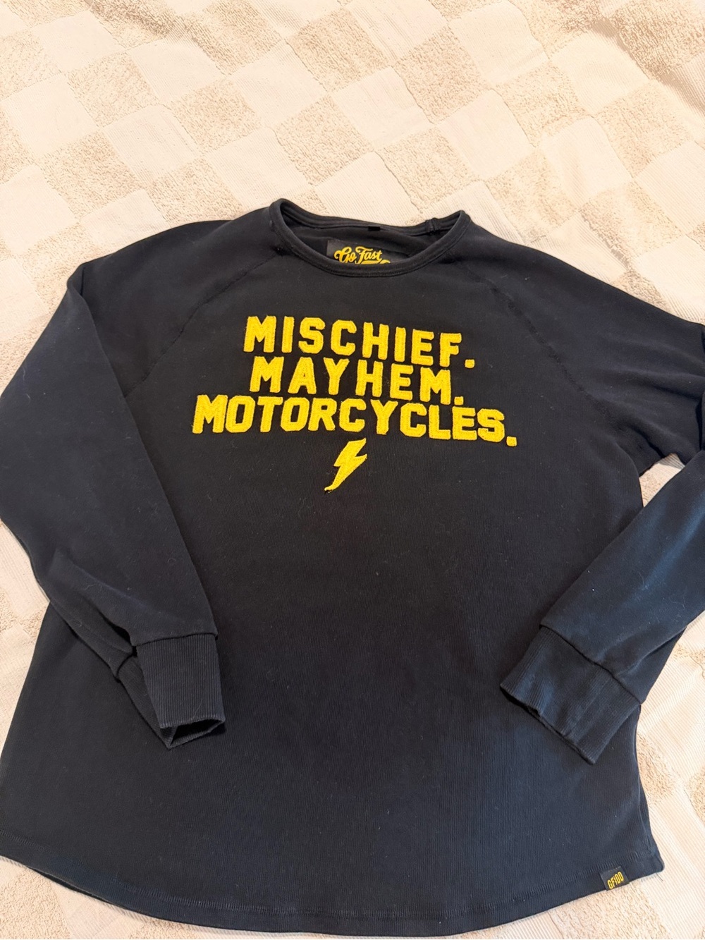 Go fast dont die Mayhem Motorcycles vintage jersey - Black & Yellow
